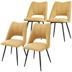 Esszimmerstuhl 4er Set Senfgelb gepolstert inkl. Montagematerial Polsterstuhl Küchenstuhl ML-Design