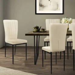 Esszimmerstuhl 4er Set Taupe mit Samtbezug und Metallbeinen Küchenstuhl ML-Design