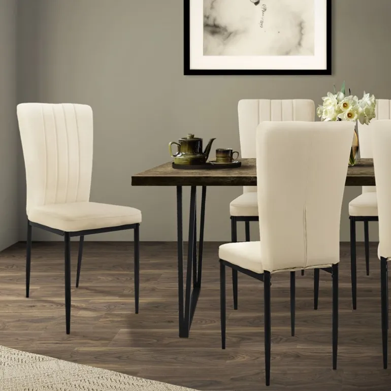Esszimmerstuhl 4er Set Taupe mit Samtbezug und Metallbeinen Küchenstuhl ML-Design