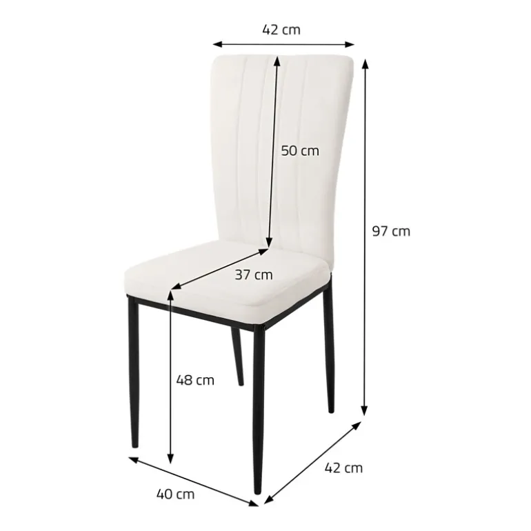 Esszimmerstuhl 4er Set Weiß mit Samtbezug und Metallbeinen Küchenstuhl ML-Design