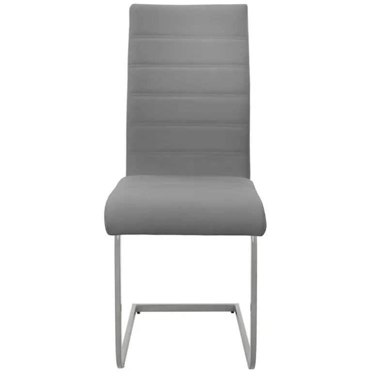 Esszimmerstuhl Freischwinger 2er Set mit Rückenlehne Grau Kunsterlederbezug ML-Design