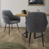 Esszimmerstuhl mit Linierter Steppung 2er Set mit Rücken- und Armlehnen Anthrazit Küchenstuhl mit Kunstleder Bezug ML-Design