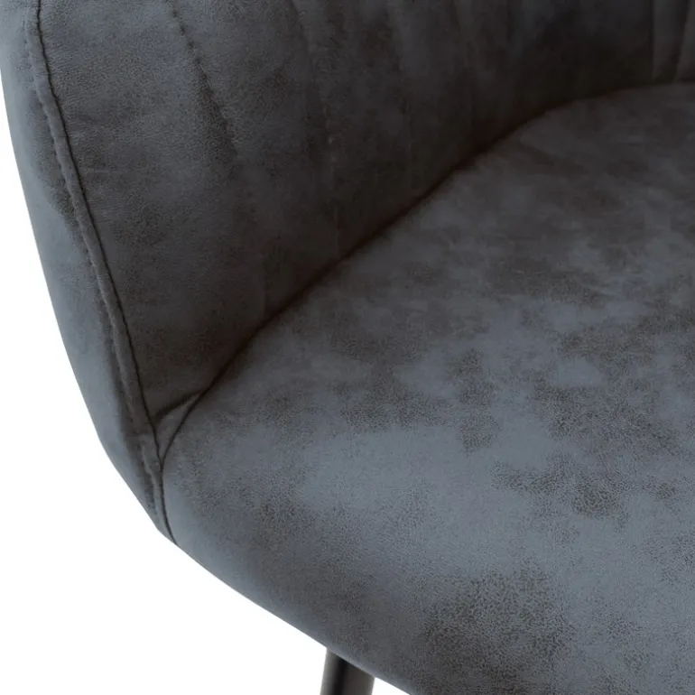Esszimmerstuhl mit Linierter Steppung 2er Set mit Rücken- und Armlehnen Anthrazit Küchenstuhl mit Kunstleder Bezug ML-Design