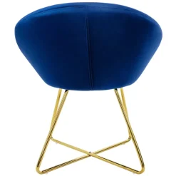 Esszimmerstuhl mit runder Rückenlehne Blau aus Samt mit goldenen Metallbeinen ML-Design