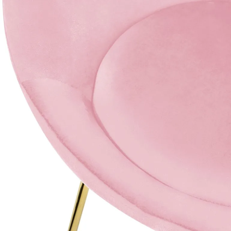 Esszimmerstuhl mit runder Rückenlehne Rosa aus Samt mit goldenen Metallbeinen ML-Design
