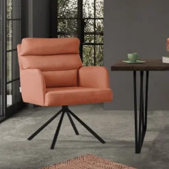 Esszimmerstuhl Orange drehbar mit abnehmbaren Rückenkissen gepolstert bis 120 Kilogramm ML-Design