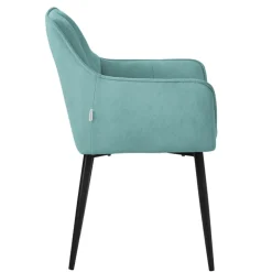 Esszimmerstuhl Petrol aus Frotteestoff mit dickem gepolsterter Sitz ML-Design