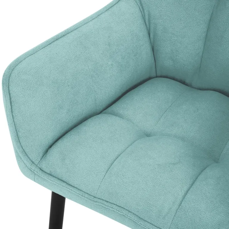 Esszimmerstuhl Petrol aus Frotteestoff mit dickem gepolsterter Sitz ML-Design