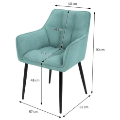 Esszimmerstuhl Petrol aus Frotteestoff mit dickem gepolsterter Sitz ML-Design