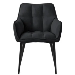 Esszimmerstuhl Schwarz aus Frotteestoff mit dickem gepolsterter Sitz ML-Design