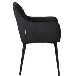 Esszimmerstuhl Schwarz aus Frotteestoff mit dickem gepolsterter Sitz ML-Design