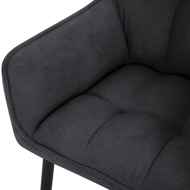 Esszimmerstuhl Schwarz aus Frotteestoff mit dickem gepolsterter Sitz ML-Design
