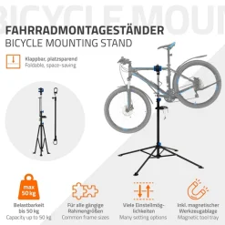 Fahrrad Montageständer Reparaturständer auch für E-Bikes bis 50 kg höhenverstellbar 360° drehbar aus Stahl