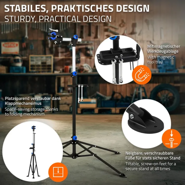Fahrrad Montageständer Reparaturständer auch für E-Bikes bis 50 kg höhenverstellbar 360° drehbar aus Stahl