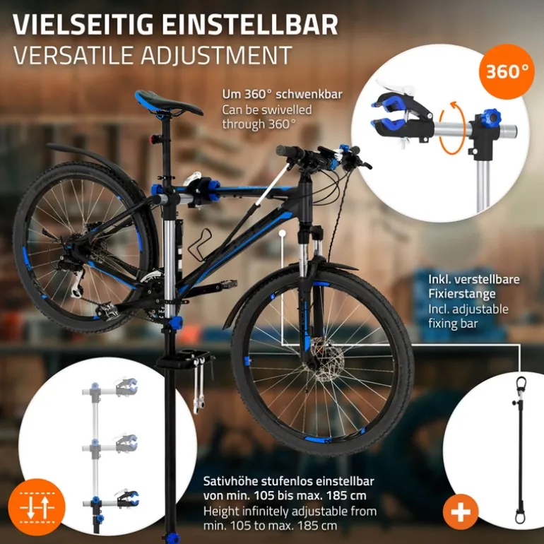 Fahrrad Montageständer Reparaturständer auch für E-Bikes bis 50 kg höhenverstellbar 360° drehbar aus Stahl