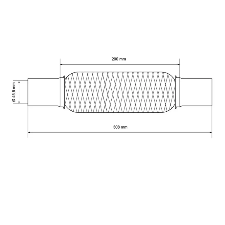 Flexrohr Edelstahl 45 x 200 mm mit Schellen