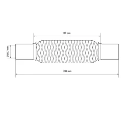 Flexrohr Edelstahl 50 x 100 mm mit Schellen