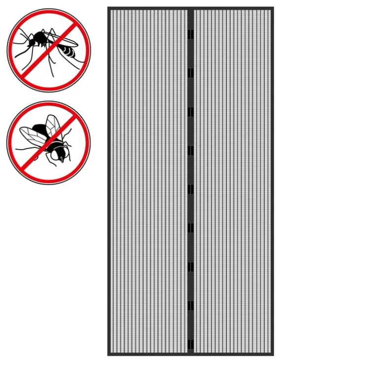 Fliegengitter Klebmontage ohne Bohren 100x210 cm Schwarz aus Polyester