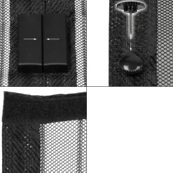 Fliegengitter Klebmontage ohne Bohren 100x210 cm Schwarz aus Polyester