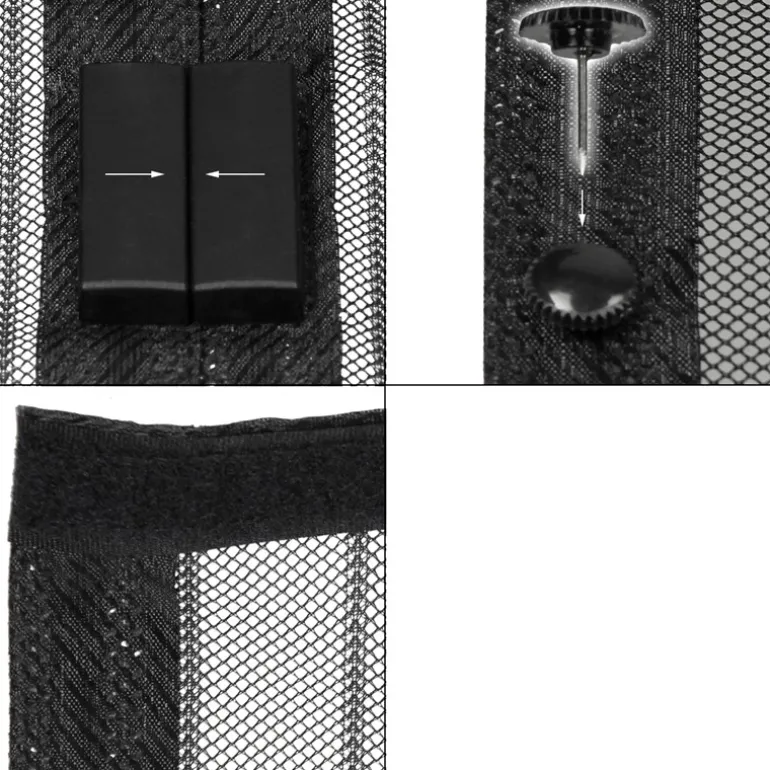 Fliegengitter Klebmontage ohne Bohren 100x210 cm Schwarz aus Polyester