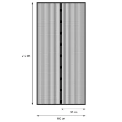 Fliegengitter Klebmontage ohne Bohren 100x210 cm Schwarz aus Polyester