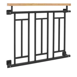 Französischer Balkon Anthrazit 90x100 cm mit 3 Füllelementen, Holzoptik aus verzinkter Stahl