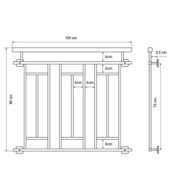 Französischer Balkon Anthrazit 90x100 cm mit 3 Füllelementen, Holzoptik aus verzinkter Stahl