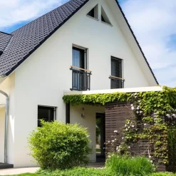 Französischer Balkon Anthrazit 90x100 cm mit 3 Füllelementen, Holzoptik aus verzinkter Stahl