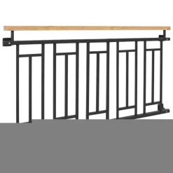 Französischer Balkon Anthrazit 90x156 cm mit 5 Füllelementen, Holzoptik aus verzinkter Stahl