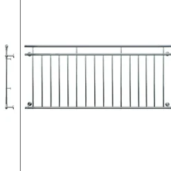 Französischer Balkon glänzend 90x225 cm mit 16 Füllstäben aus Edelstahl