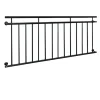 Französischer Balkon Schwarz 184x90 cm mit 14 Füllstäben aus pulverbeschichtetem Stahl