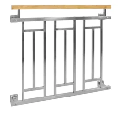 Französischer Balkon Silber 90x100 cm mit 3 Füllelementen, Holzoptik aus Edelstahl
