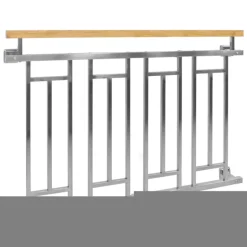 Französischer Balkon Silber 90x128 cm mit 4 Füllelementen, Holzoptik aus Edelstahl