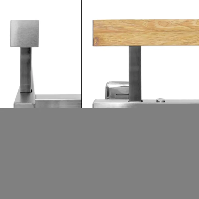 Französischer Balkon Silber 90x128 cm mit 4 Füllelementen, Holzoptik aus Edelstahl