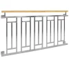 Französischer Balkon Silber 90x156 cm mit 5 Füllelementen, Holzoptik aus Edelstahl