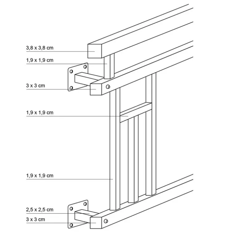 Französischer Balkon Silber 90x156 cm mit 5 Füllelementen, Holzoptik aus Edelstahl