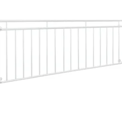 Französischer Balkon Weiß 90x225 cm mit 16 Füllstäben aus pulverbeschichtetem Stahl