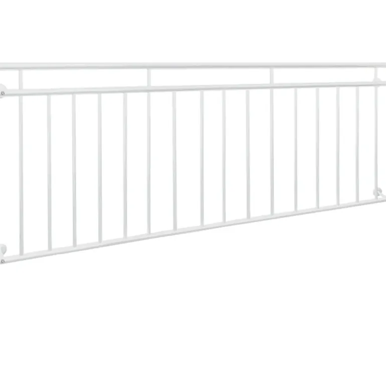 Französischer Balkon Weiß 90x225 cm mit 16 Füllstäben aus pulverbeschichtetem Stahl