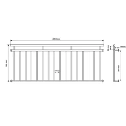 Französischer Balkon Weiß 90x225 cm mit 16 Füllstäben aus pulverbeschichtetem Stahl