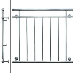 Französischer Balkon 90x100 cm Silber aus Edelstahl