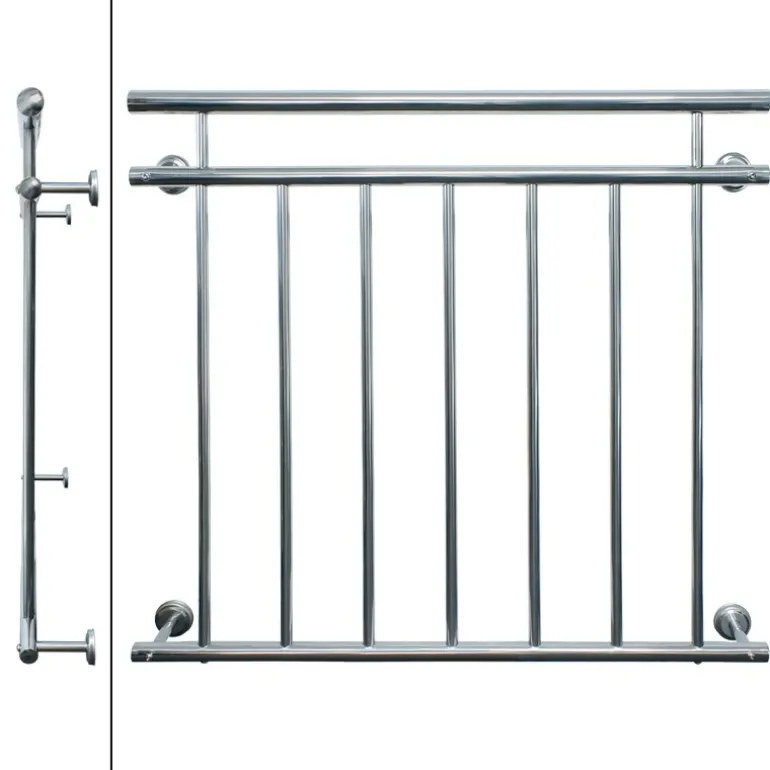 Französischer Balkon 90x100 cm Silber aus Edelstahl