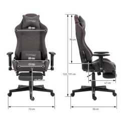 Gaming Stuhl Grau/Rot aus Stoff ML-Design