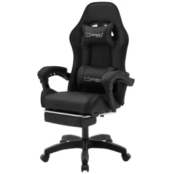 Gaming Stuhl mit Fußstütze und Armlehne Schwarz, aus Kunstleder ML-Design