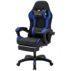 Gaming Stuhl mit Fußstütze und Armlehne Schwarz-Blau, aus Kunstleder ML-Design
