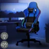 Gamingstuhl mit RGB Beleuchtung & Bluetoothboxen Schwarz/Blau aus Kunstleder ML-Design