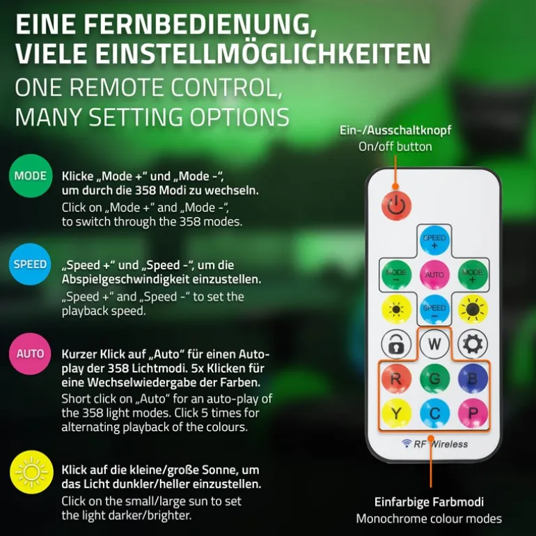 Gamingstuhl mit RGB Beleuchtung & Bluetoothboxen Schwarz/Grün aus Kunstleder ML-Design