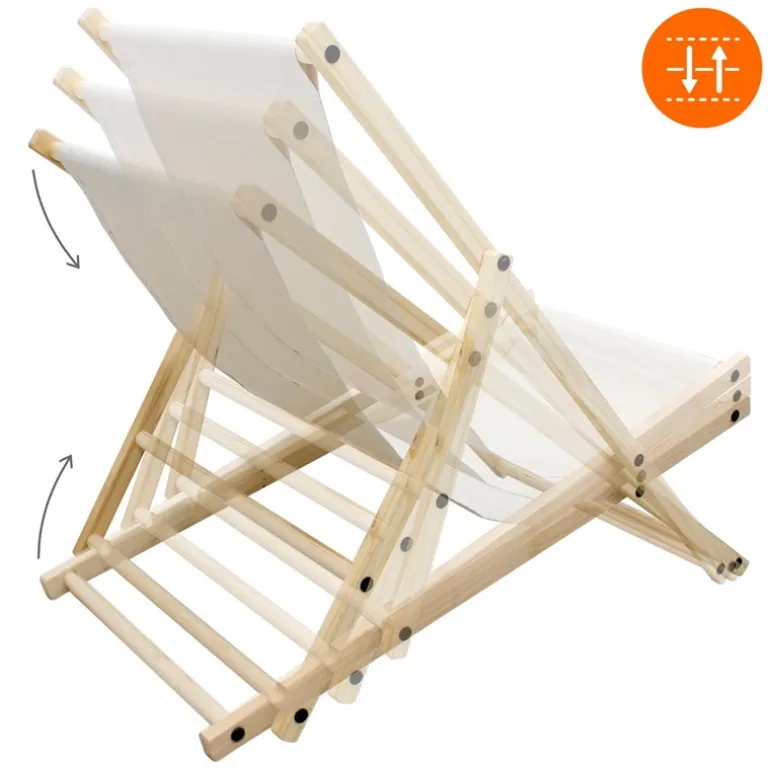Gartenliege Holz 2er Set Beachstuhl klappbarer Strandstuhl Strandliege Campingliege Sonnenliege Beige Klappliegestuhl Relaxliege