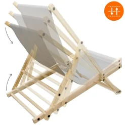 Gartenliege Holz 2er Set Beachstuhl klappbarer Strandstuhl Strandliege Campingliege Sonnenliege Hellgrau Klappliegestuhl Relaxliege