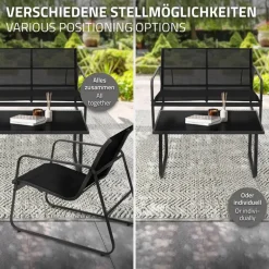 Gartenmöbel Set Loungegarnitur 4-Teilig Schwarz aus Stahl und Textil ML-Design