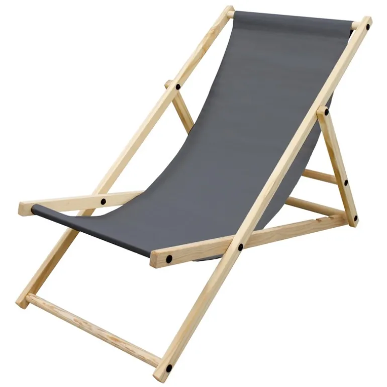 Gartenstuhl Strandliege Liegestuhl Sonnenliege Anthrazit aus Holz klappbar